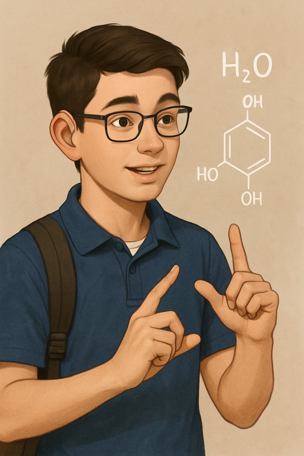 Avatar de um estudante com deficiência auditiva, usando aparelho auditivo e fazendo sinais em Libras.