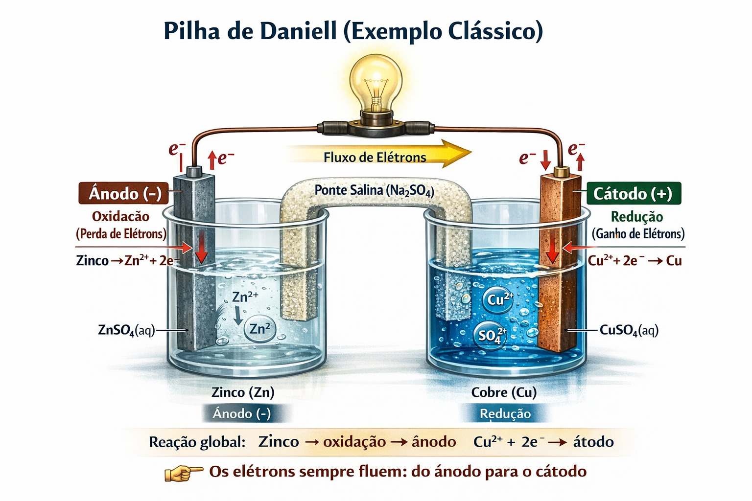 Diagrama esquemático da Pilha de Daniell