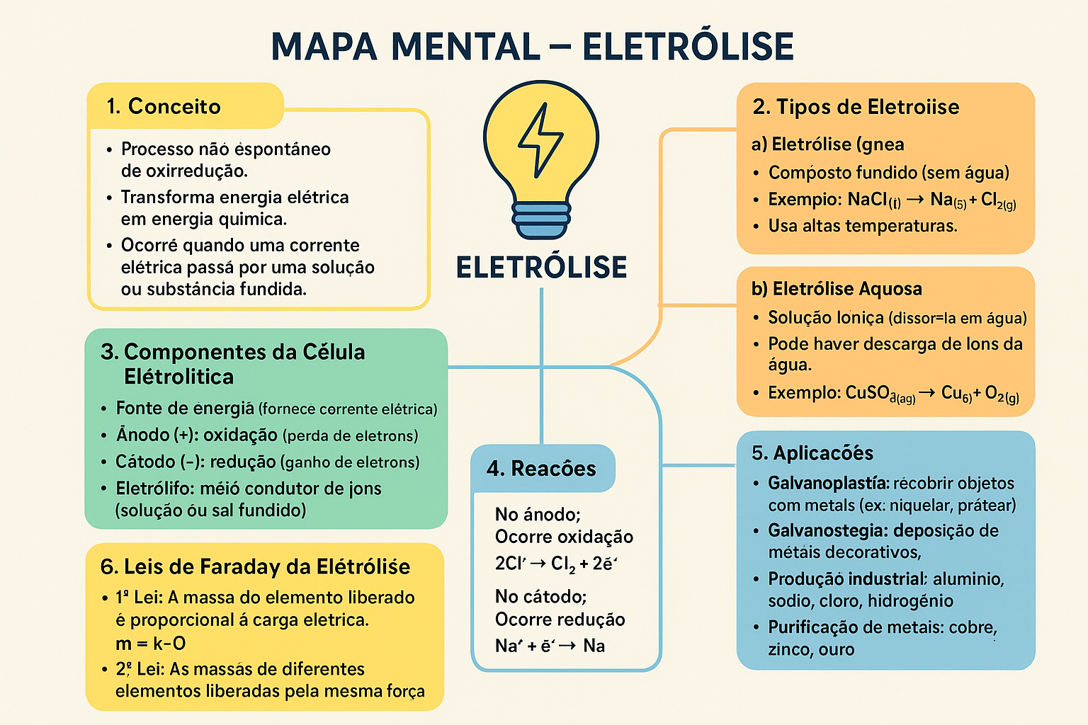 Mapa Mental sobre Eletrólise